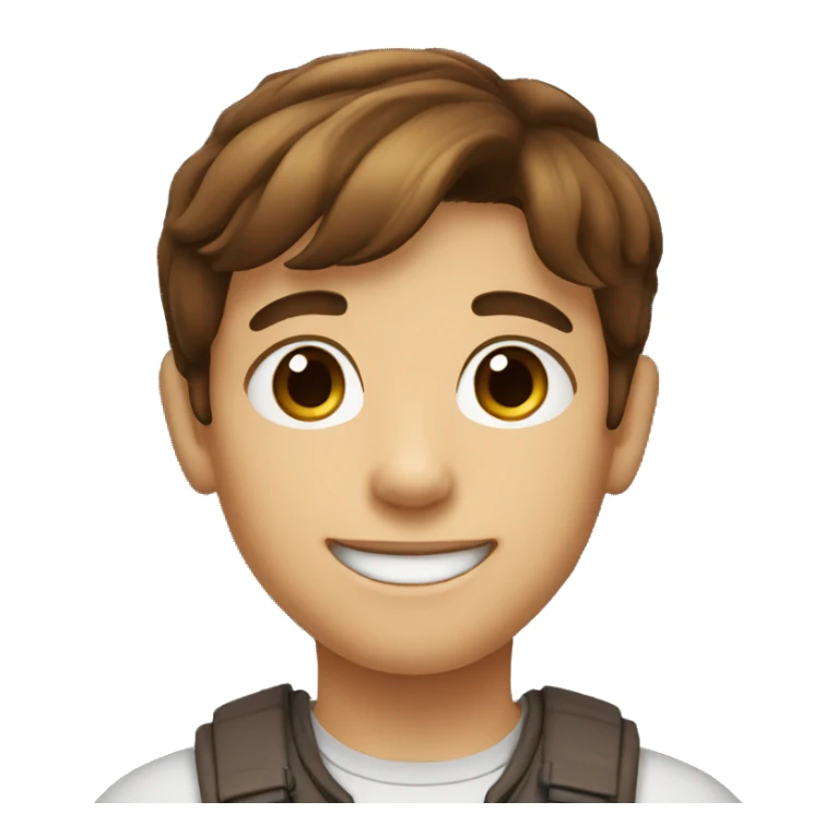 little 9 years old guy with brown hair and smiling sticker