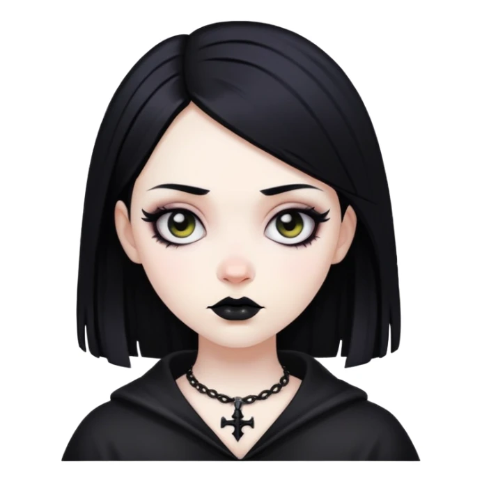 pale skin goth girl with black hair sticker