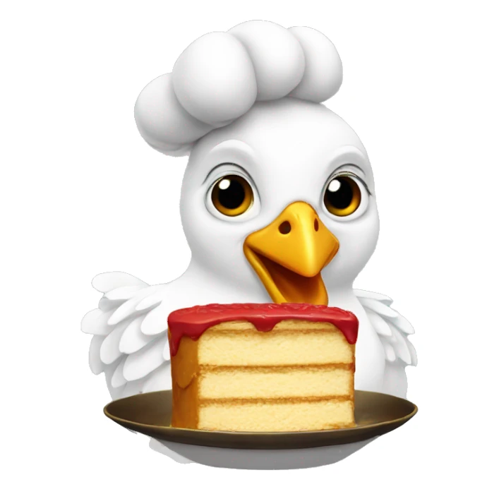 a chicken with a cake for a head gold medal   sticker