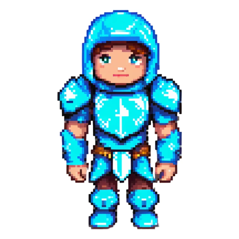 Minecraft OMZ character wearing diamond armor, pixel art style, simple background sticker