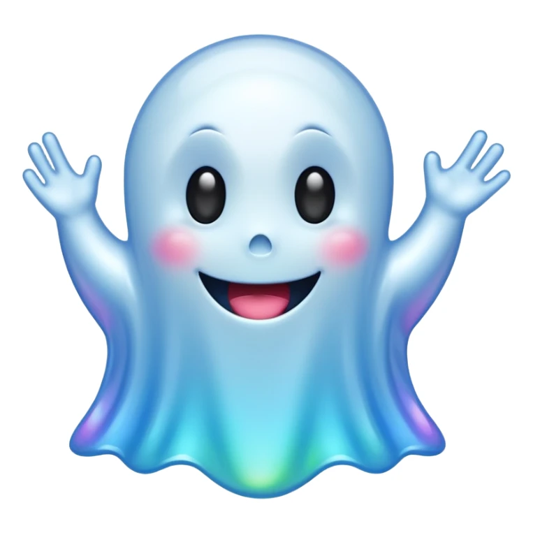 Holographic chrome happy cartoon ghost sticker