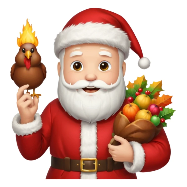 Santa holding tnt and a turkey sticker