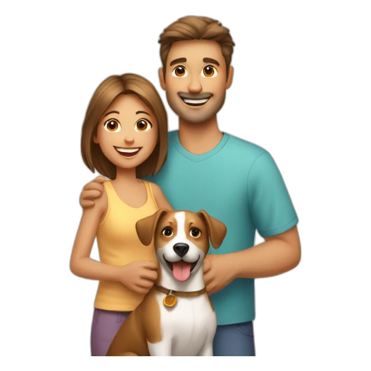happy family with cat and dog sticker