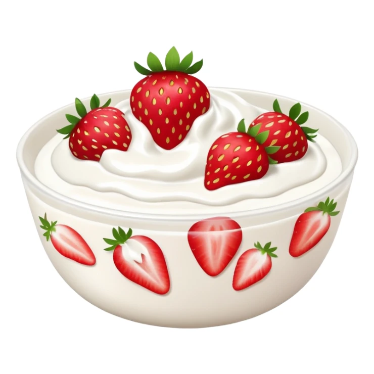 A bowl of strawberries with yogurt. sticker