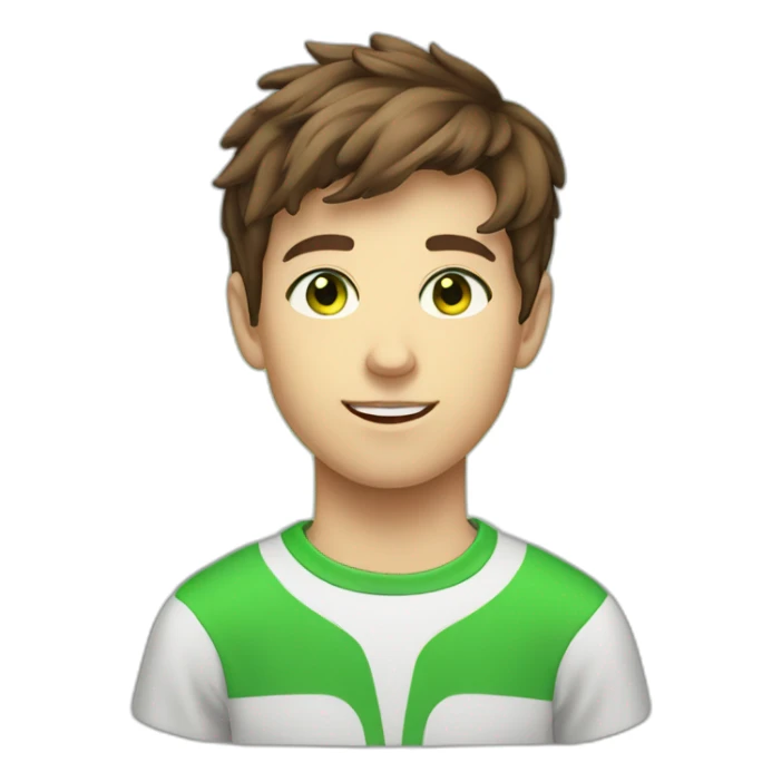 Brown hair teen-ager boy withe green eyes  sticker