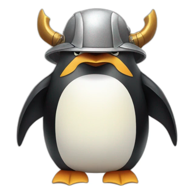 penguin with face wearing samurai helmet with big horns sticker