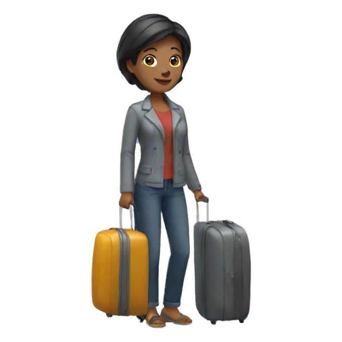 woman with luggage sticker