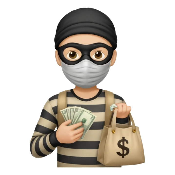 Thief with stripped shirt, face mask sticker
