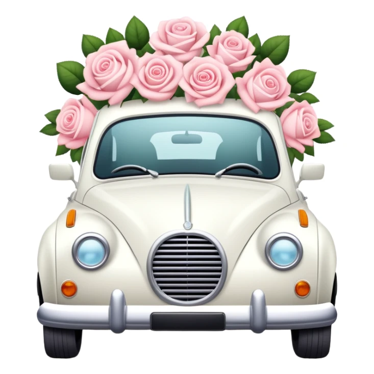 White Wedding car with beautiful pastel roses sticker