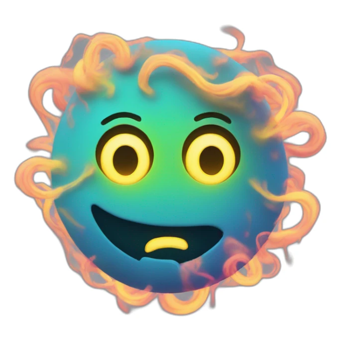 A face made of swirling neon gas sticker