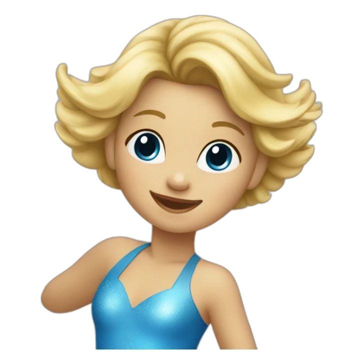little blonde girl dancing in a blue bird costume sticker