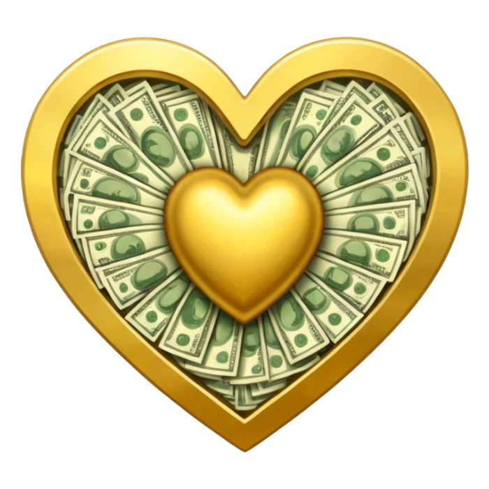 An heart composed of money. sticker