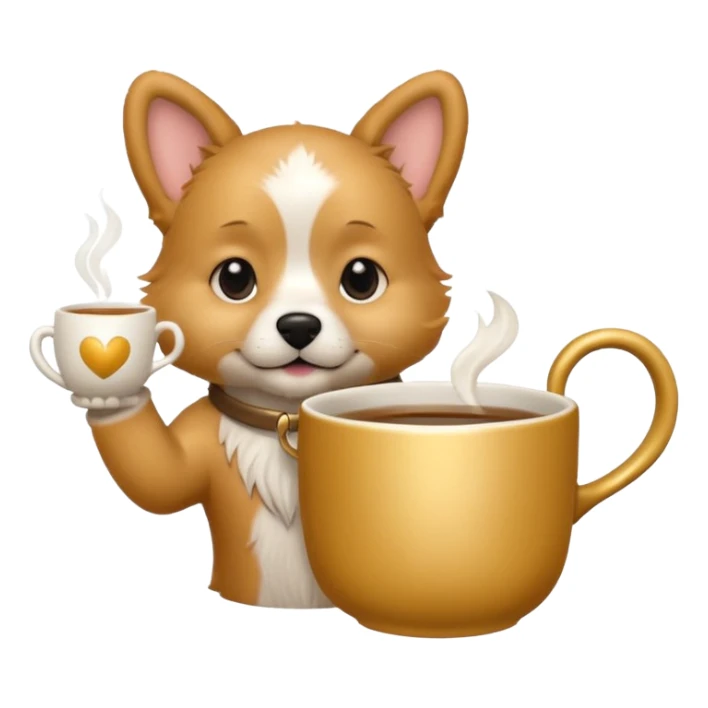 dog  holding ah tea cup sticker