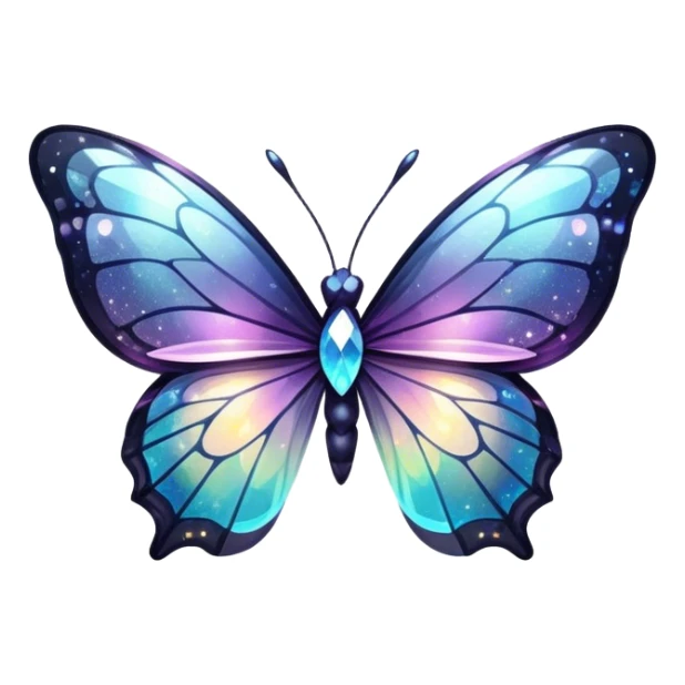 Dark Nebula Sparkly glossy glittery Pastel iridescent transparent bio-luminescent glass crystal butterfly sticker