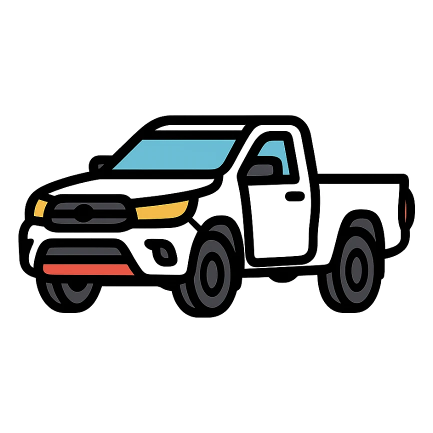 white Toyota Hilux style pickup truck, simple icon sticker