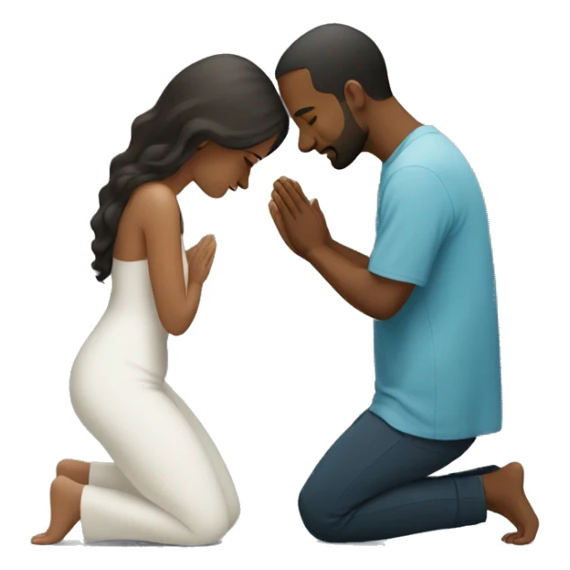 Woman praying on knees in front of man sticker