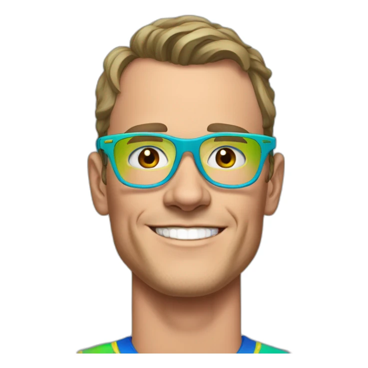 Jonathan Toews wearing glasses and rainbow clothes sticker