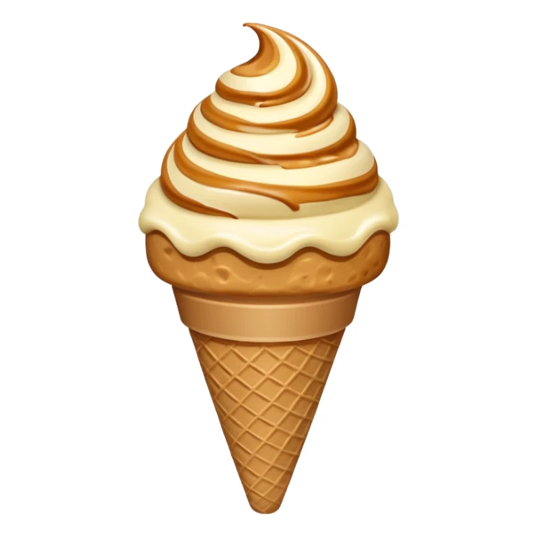 Toffee nuts ice cream cone with round shape ice cream sticker
