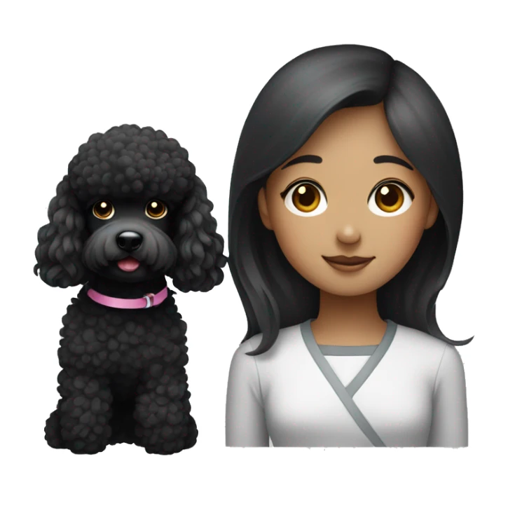 Balck poodle with korean girl sticker