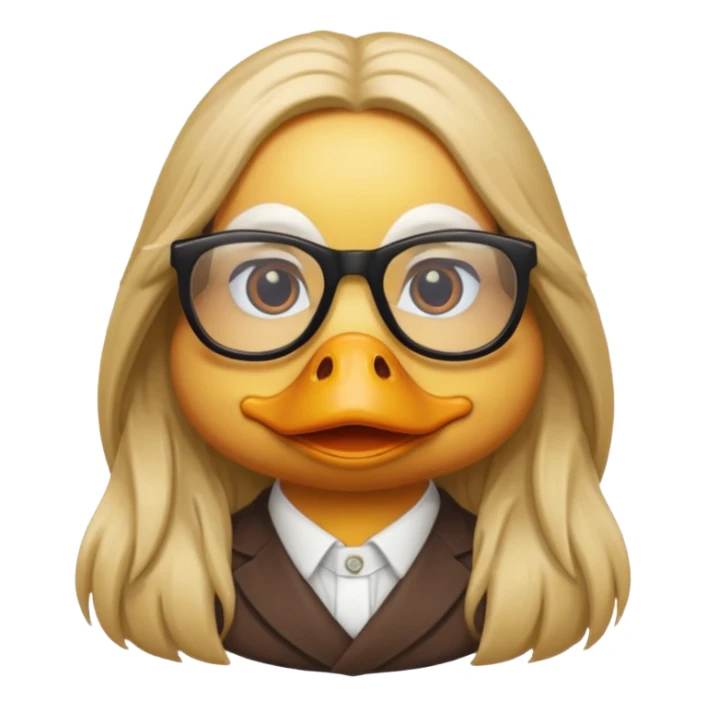 long hair duck with glasses sticker