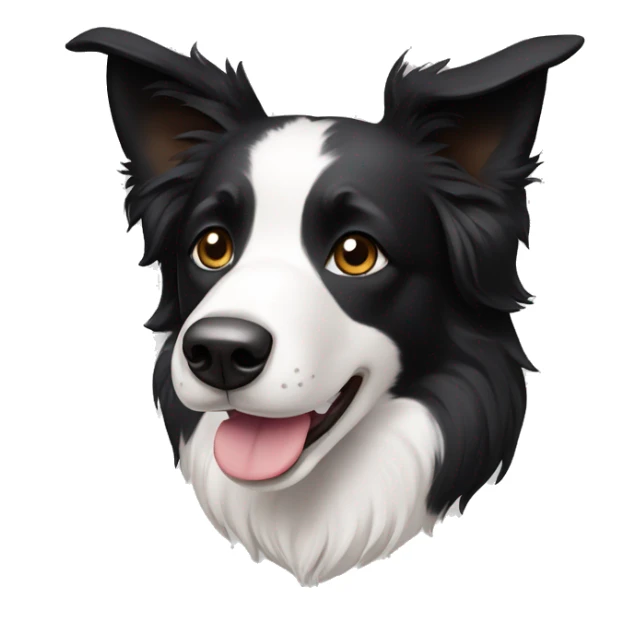 A cute Border Collie with black ears, only has black and white hair sticker