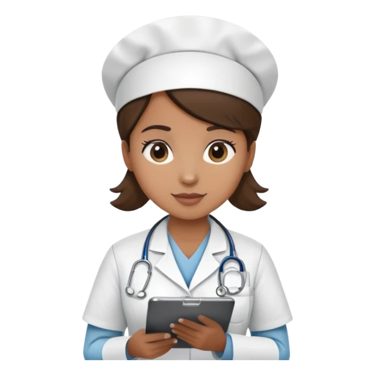 Nurse making hospital rounds, checking patients with clipboard sticker