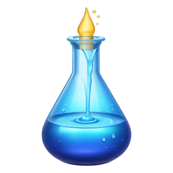 Blue potion bottle open with the liquid falling out (Upside-down with no cork and w/o handle) sticker