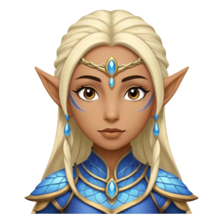 ESO female water elf with scale skin warrior with lashes and earrings sticker