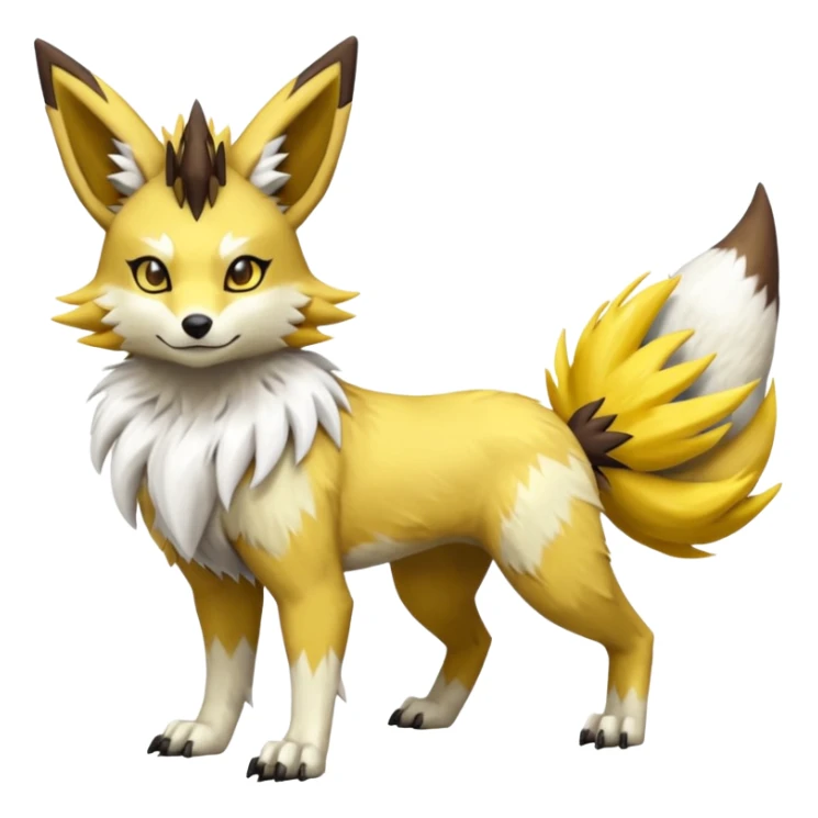 Feral Quadrupedal Digitigrade Jolteon-Lycanroc-Furret-Renamon-Zeraora-Vernid-Sergal-fusion-hybrid-creature, full body  sticker