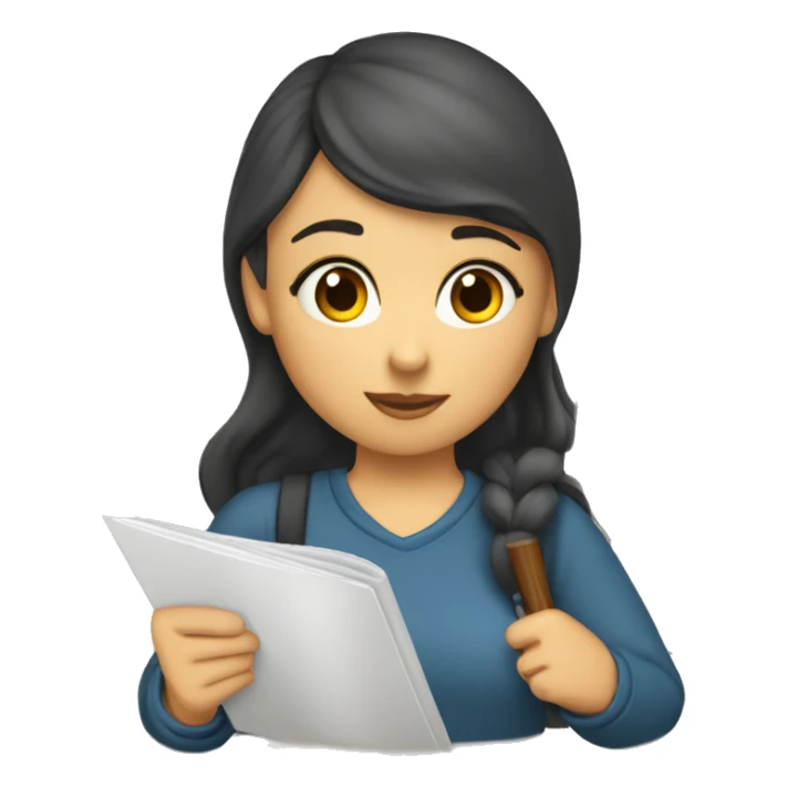 the girl writes a synopsis in a notebook the girl writes a synopsis in a notebook sticker