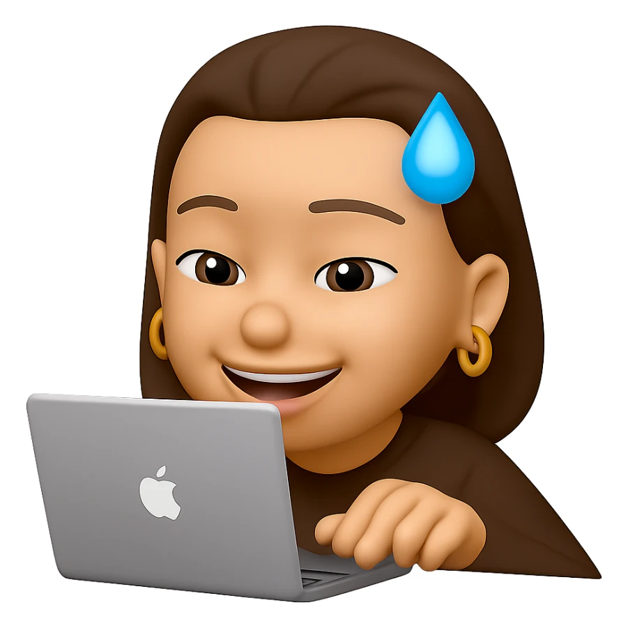keep her typing on a laptop with golden ring earrings in the same style sticker
