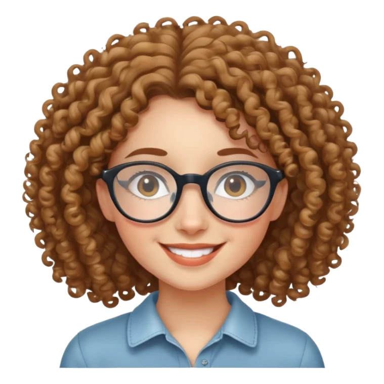 smiling curly-haired girl with glasses sticker