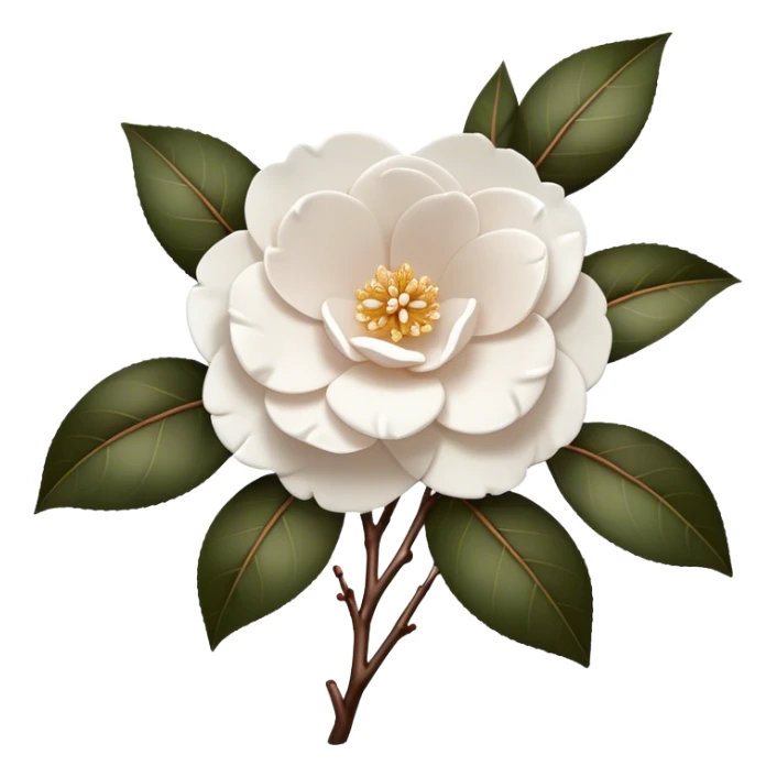 Pure white camellias, without leaves, only brown branches  sticker