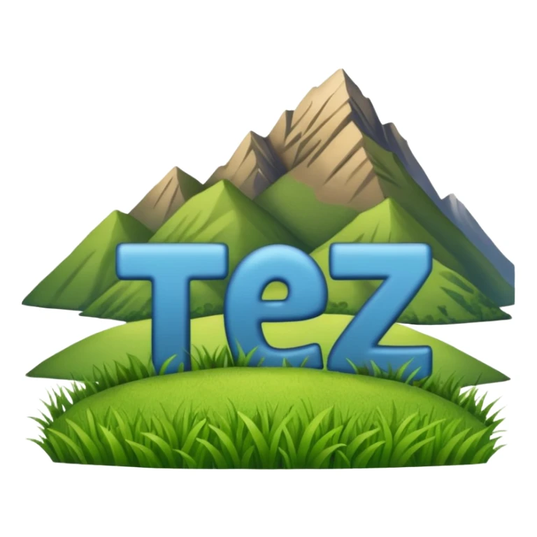make me a emoji that has the name ted writen inside of a mountain range in new zealand and have the words nz writen under neath make it simplistic and make the mountains grassy mountains and write nz under it all sticker