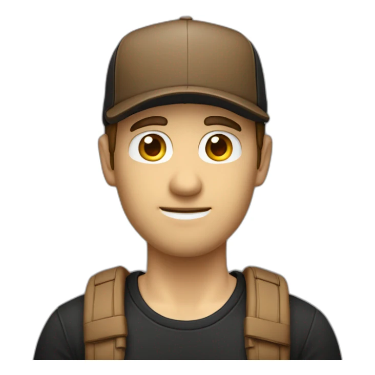 creative-man,-caucasian,-with-a-brown-cap,,-with-a-serious-gesture-and-black-t-shirt- half body sticker