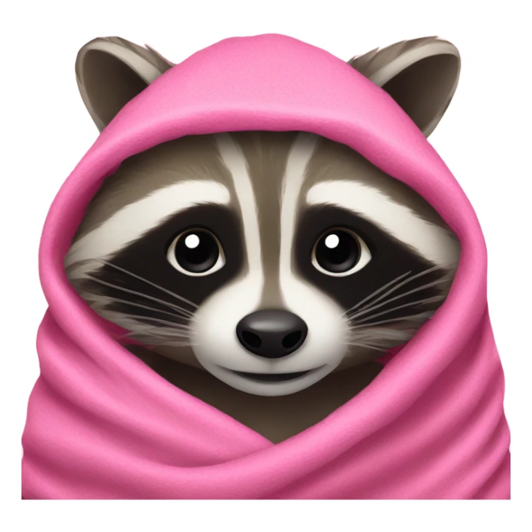 Raccoon wrapped in pink blanket sticker