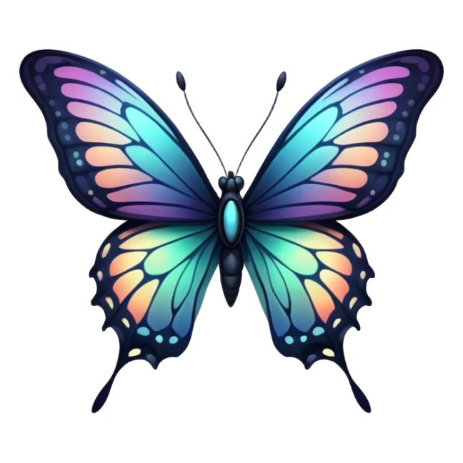 Dark, glowing, bio-luminescent butterfly, with detailed patterns sticker