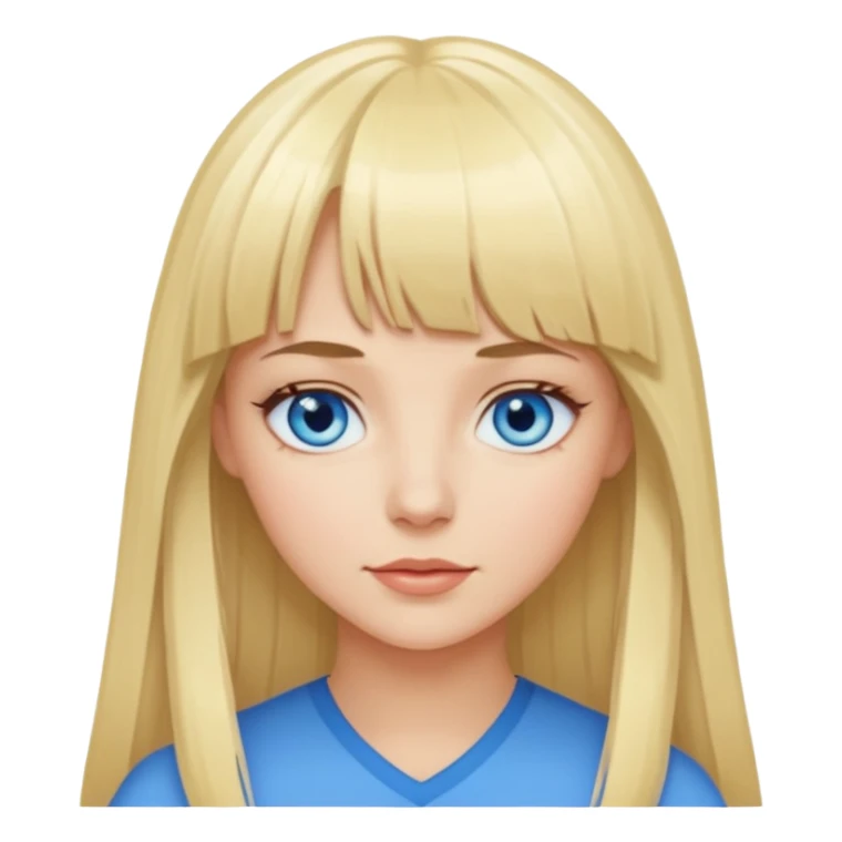 Beautiful barbie blonde with blue eyes and bangs long hair sticker