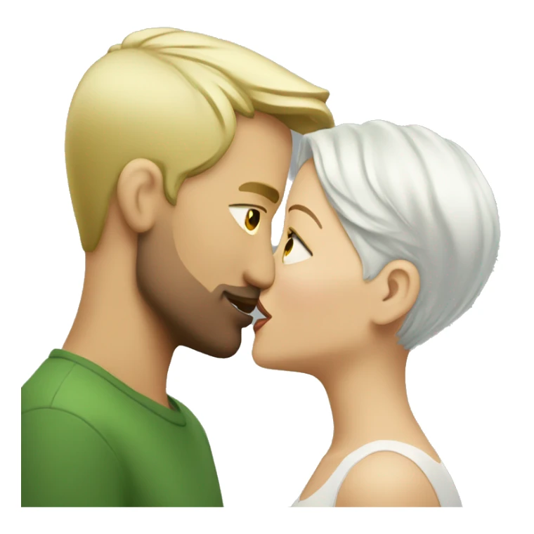 talk blonde white woman kissing short green haired man sticker
