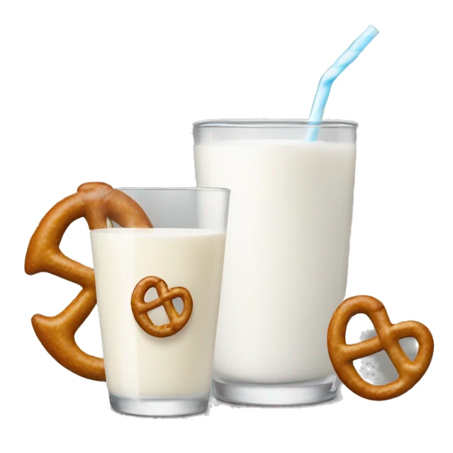 A glass of milk with a pretzel sticker