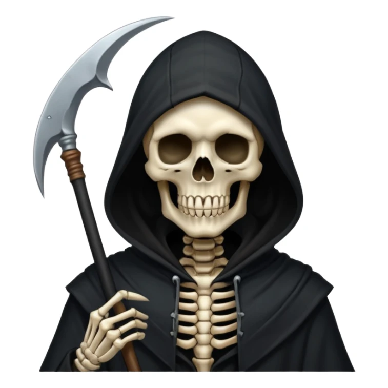 zoomed black hood skull scythe sticker