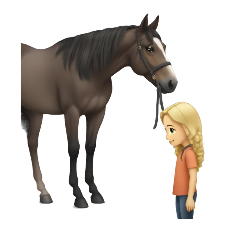 girl standing next to a cute horse while petting it sticker