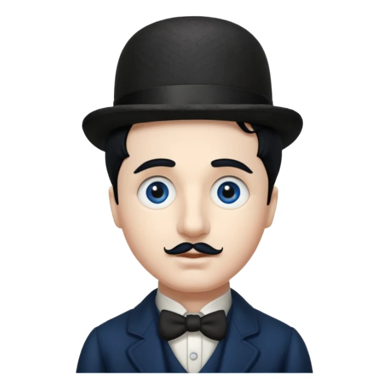Charlie Chaplin dark blue eyes, black hair sticker