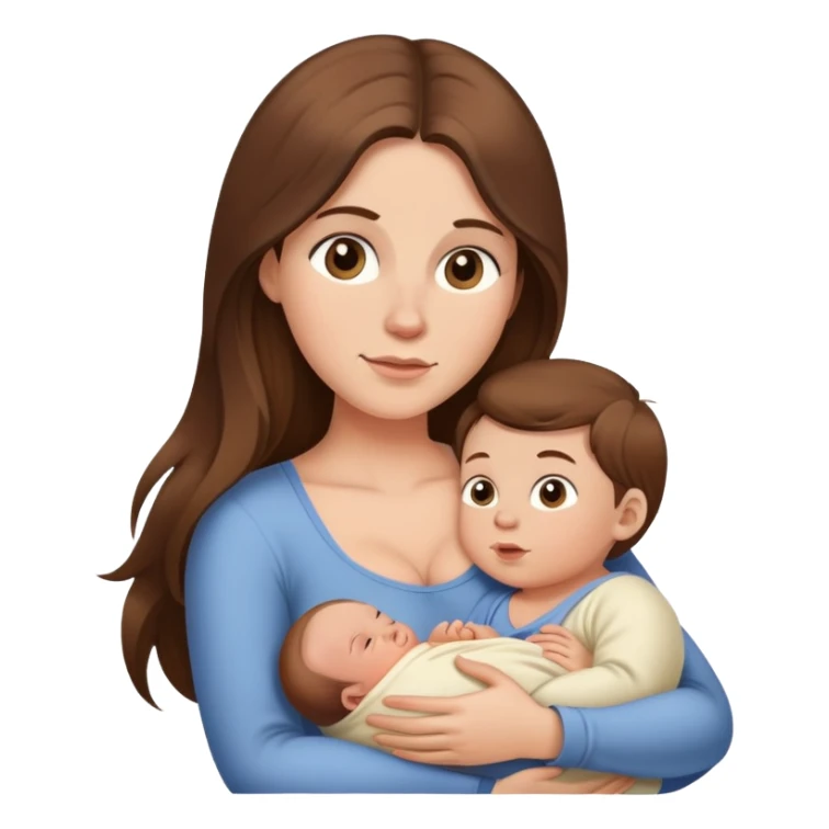 Breastfeeding mom with long hair and baby boy sticker