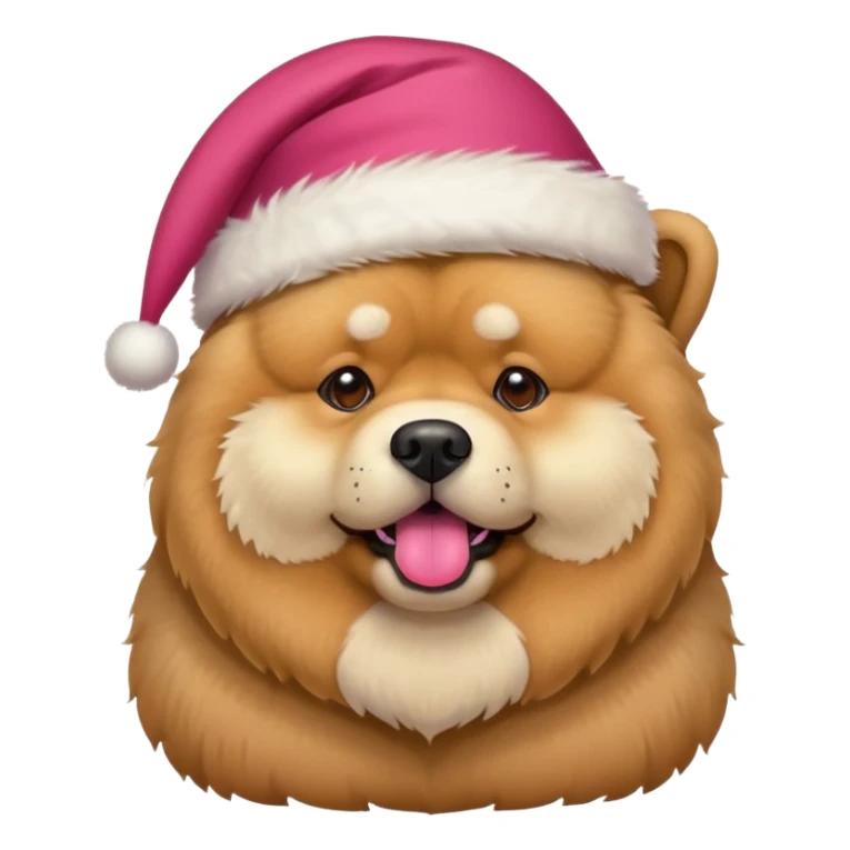 A chow chow dog wearing a santa hat sticker
