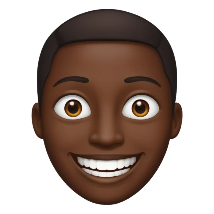 Black head with white smile and eyes sticker