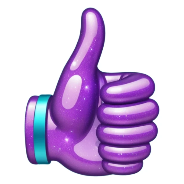 Glitter purple and cian hand thumbs up sticker