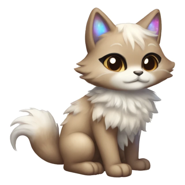 Furry, sparkle, iridescent, colorful, pastel, edgy, cool, fantasy beautiful, brown, beige, white, divine, godly, angelic, animal, anthro, full body, fursona, feline sticker