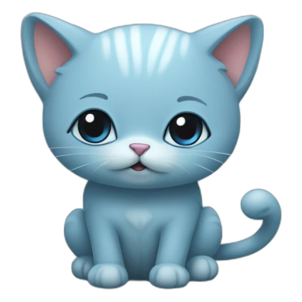 Blue little cat have mushrom sticker