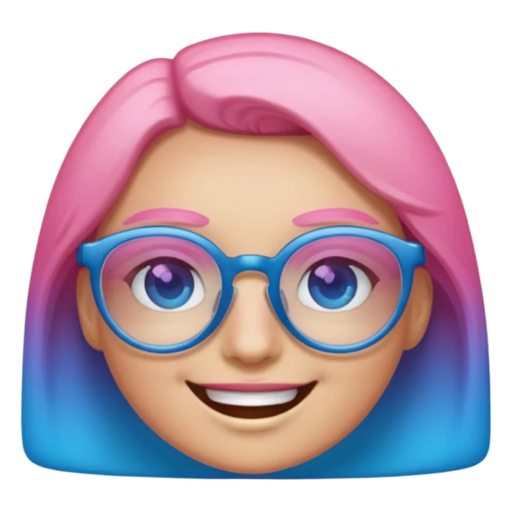smiling face wearing glasses with gradient pink to blue lenses sticker